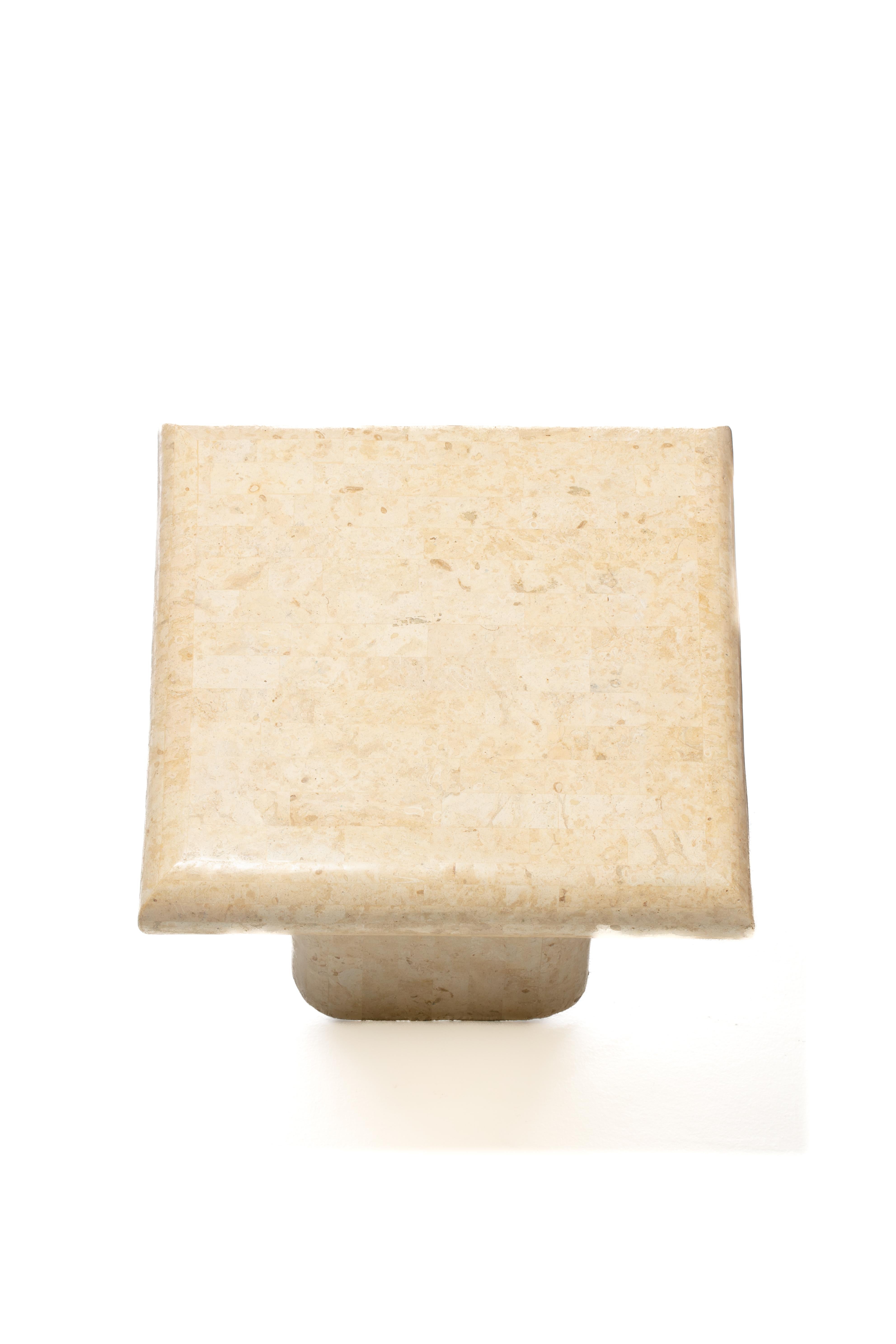 Pair of Post Modern Travertine End Tables, circa 1980s For Sale 1