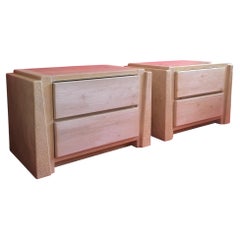 Pair Of Post Modern Vintage Architectural Plaster & Pine Bedside Cabinets, USA, 