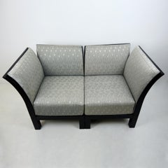 Pareja de Butacas o Bancos de Madera Postmodernos con Tela Gráfica by Thonet