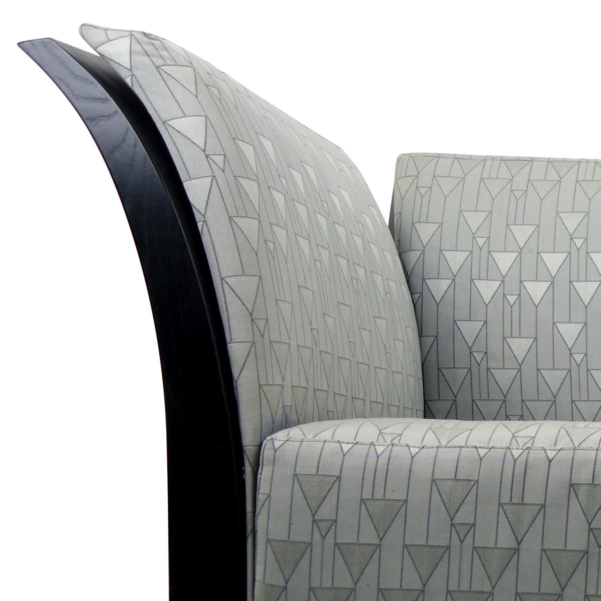 Pair of Postmodern Wooden Easy Chairs or Bench with Graphic Fabric by Thonet 1