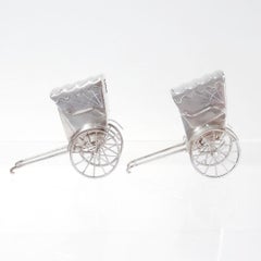 Pair of Post-War CPO Japanese 950 Silver Rickshaw Salt Shakers