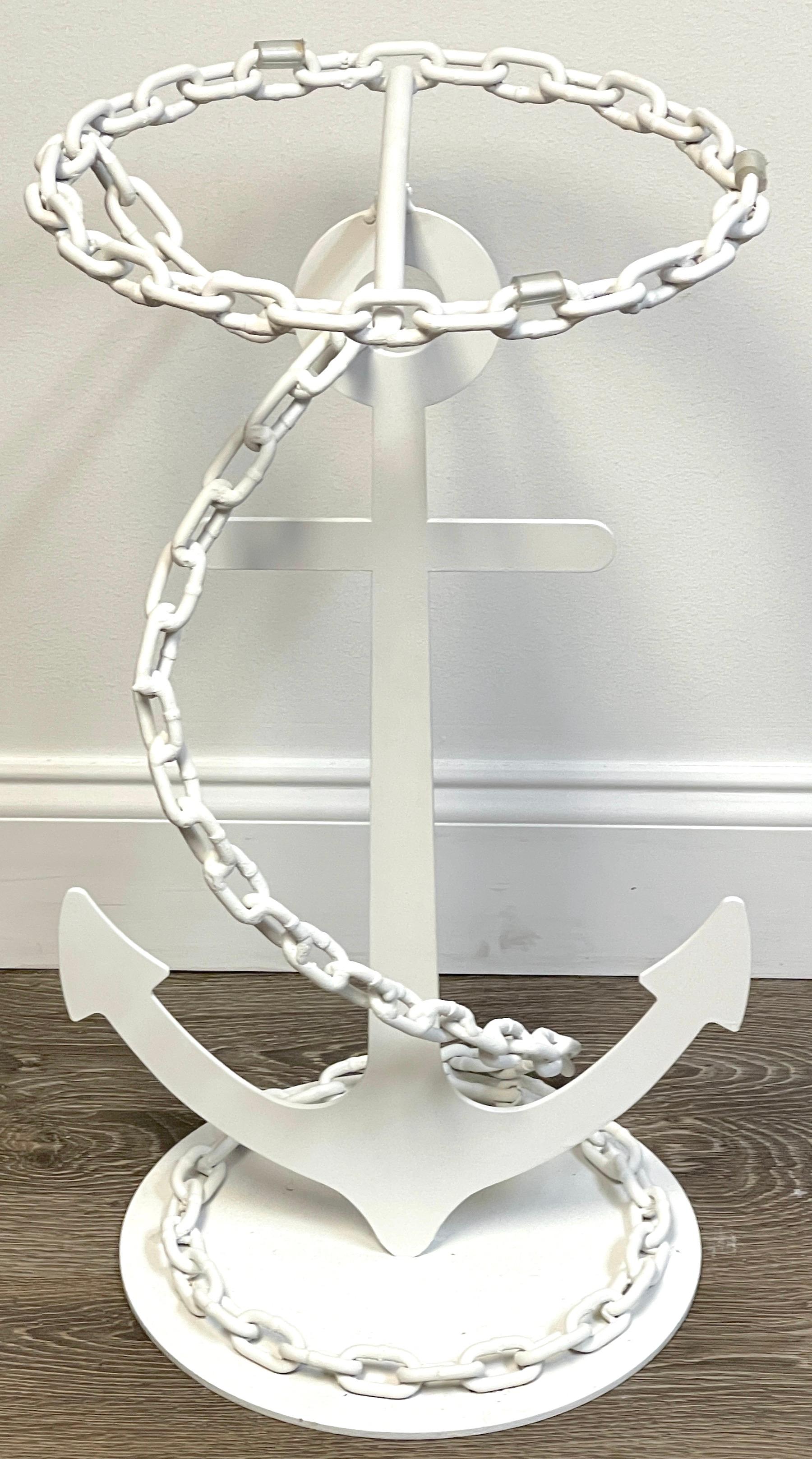 Pair of Post WWII Modern Wrought Iron Anchor & Chain Yacht Side Tables For Sale 2