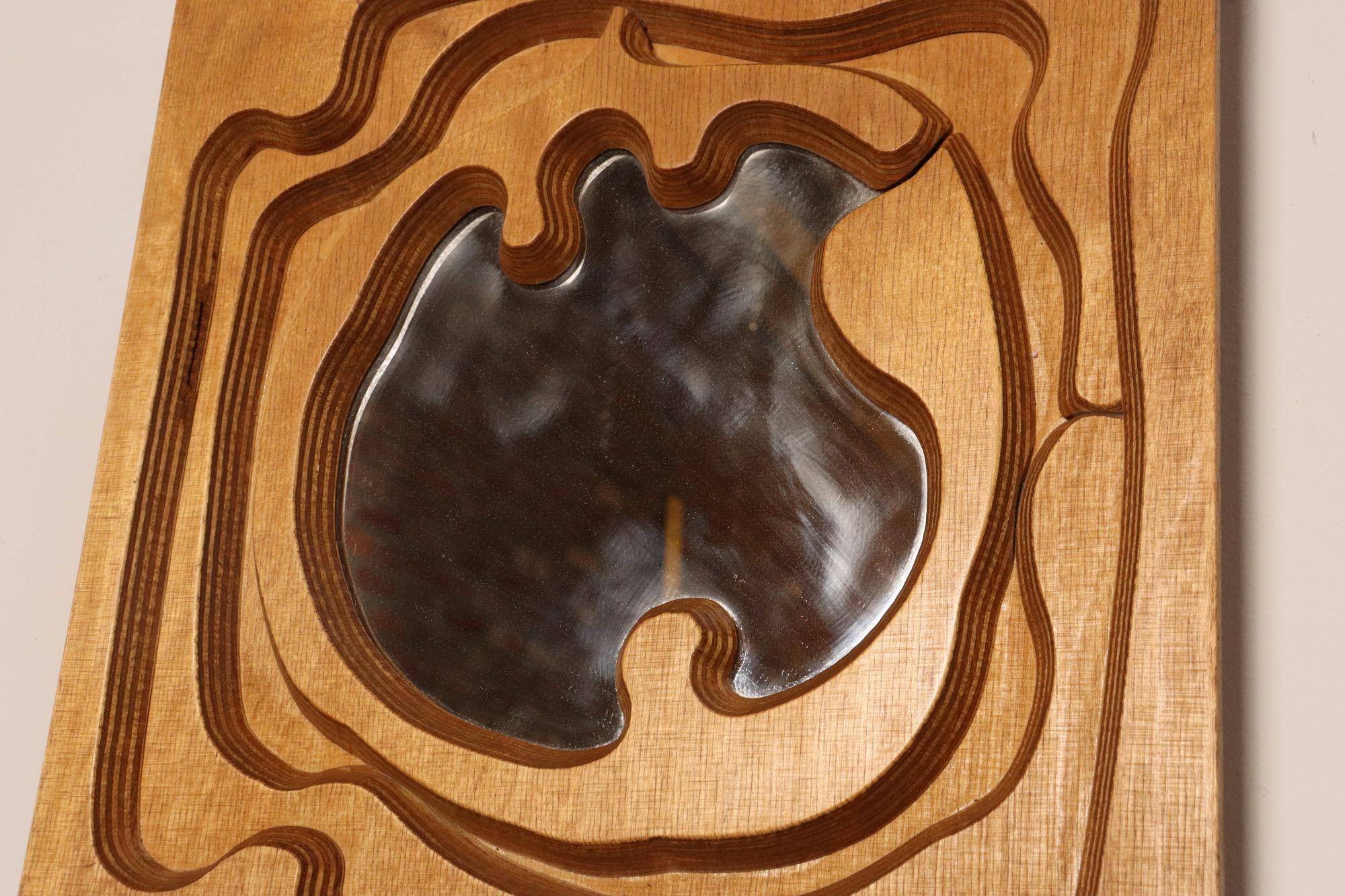 Pair of Postmodern 3D Wooden Sculptural Puzzle Mirrors by Bernette Rudolph For Sale 5