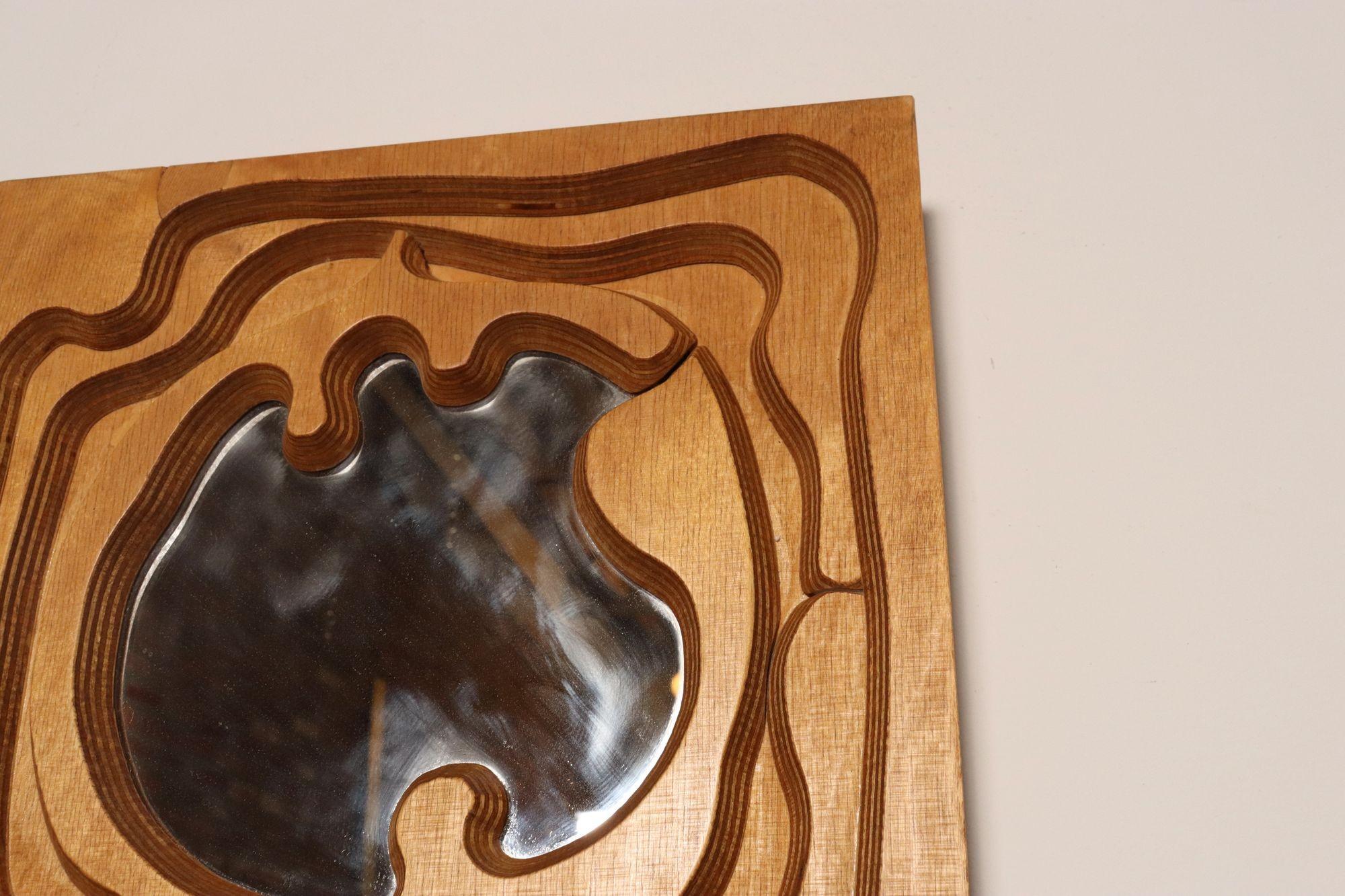 Pair of Postmodern 3D Wooden Sculptural Puzzle Mirrors by Bernette Rudolph For Sale 6