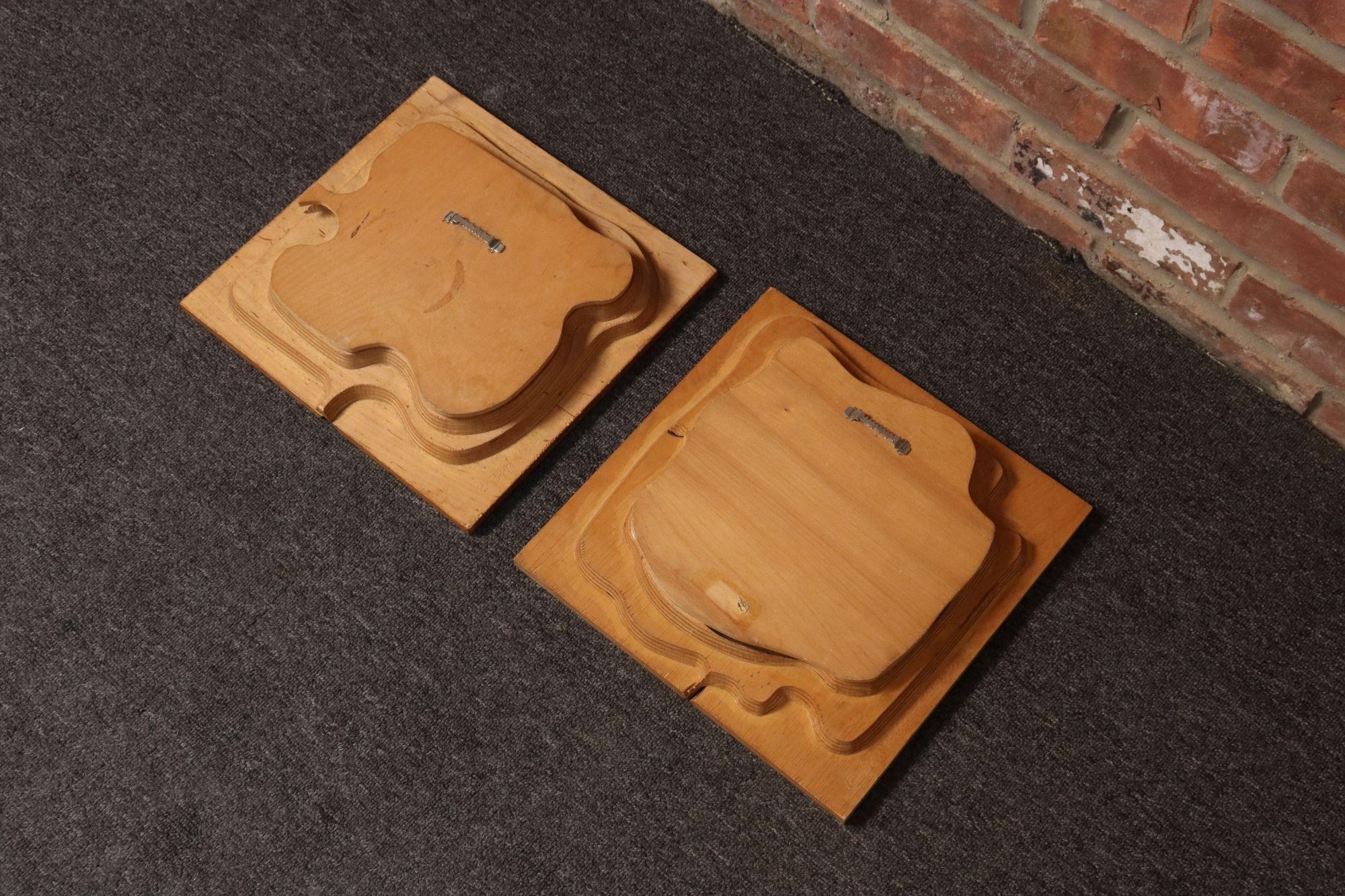 Pair of Postmodern 3D Wooden Sculptural Puzzle Mirrors by Bernette Rudolph For Sale 3