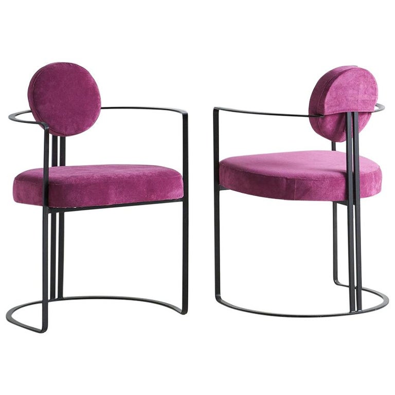 Pair of Postmodern Accent Chairs in Fuschia For Sale at 1stdibs