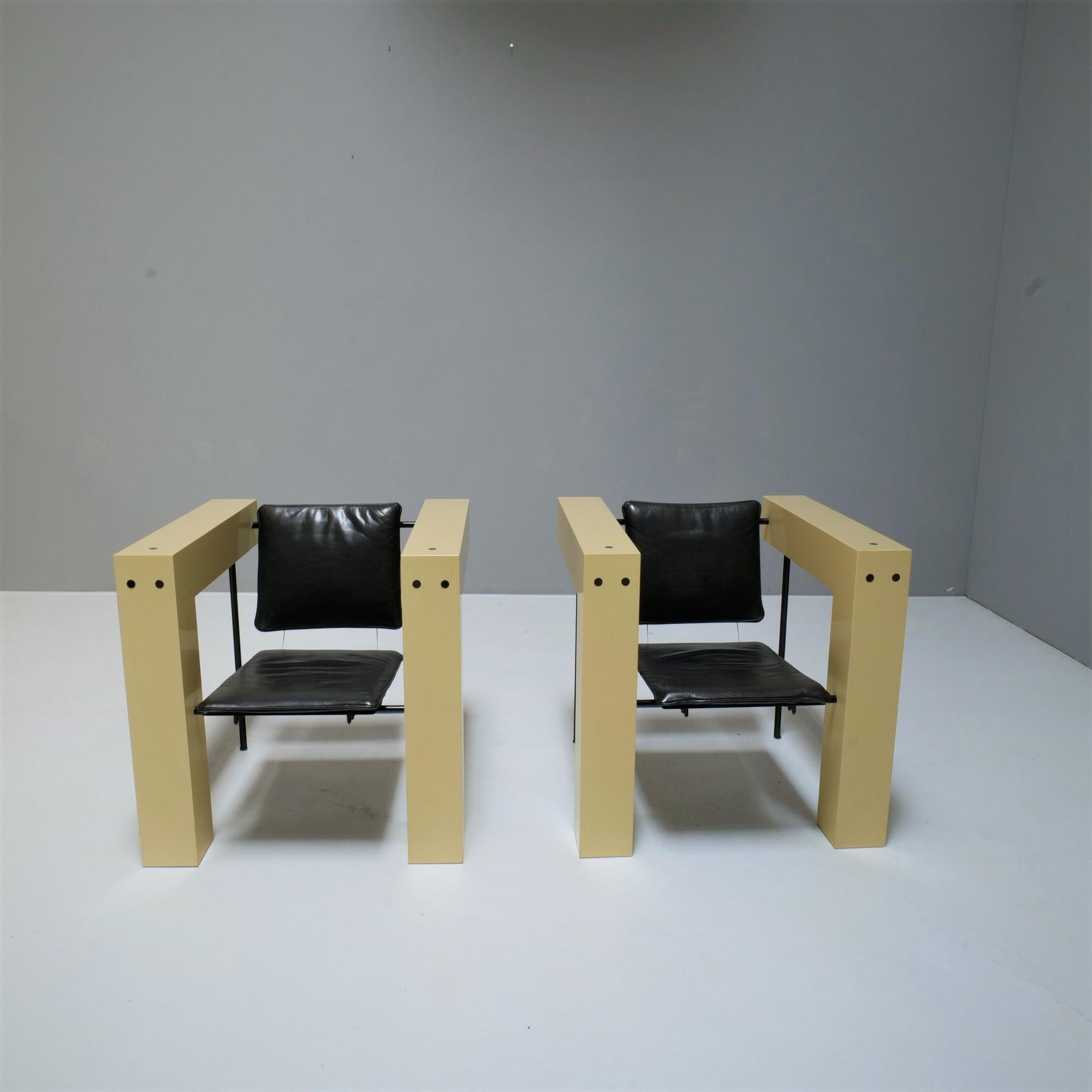 Late 20th Century Pair of Postmodern Armchairs, 1980 For Sale