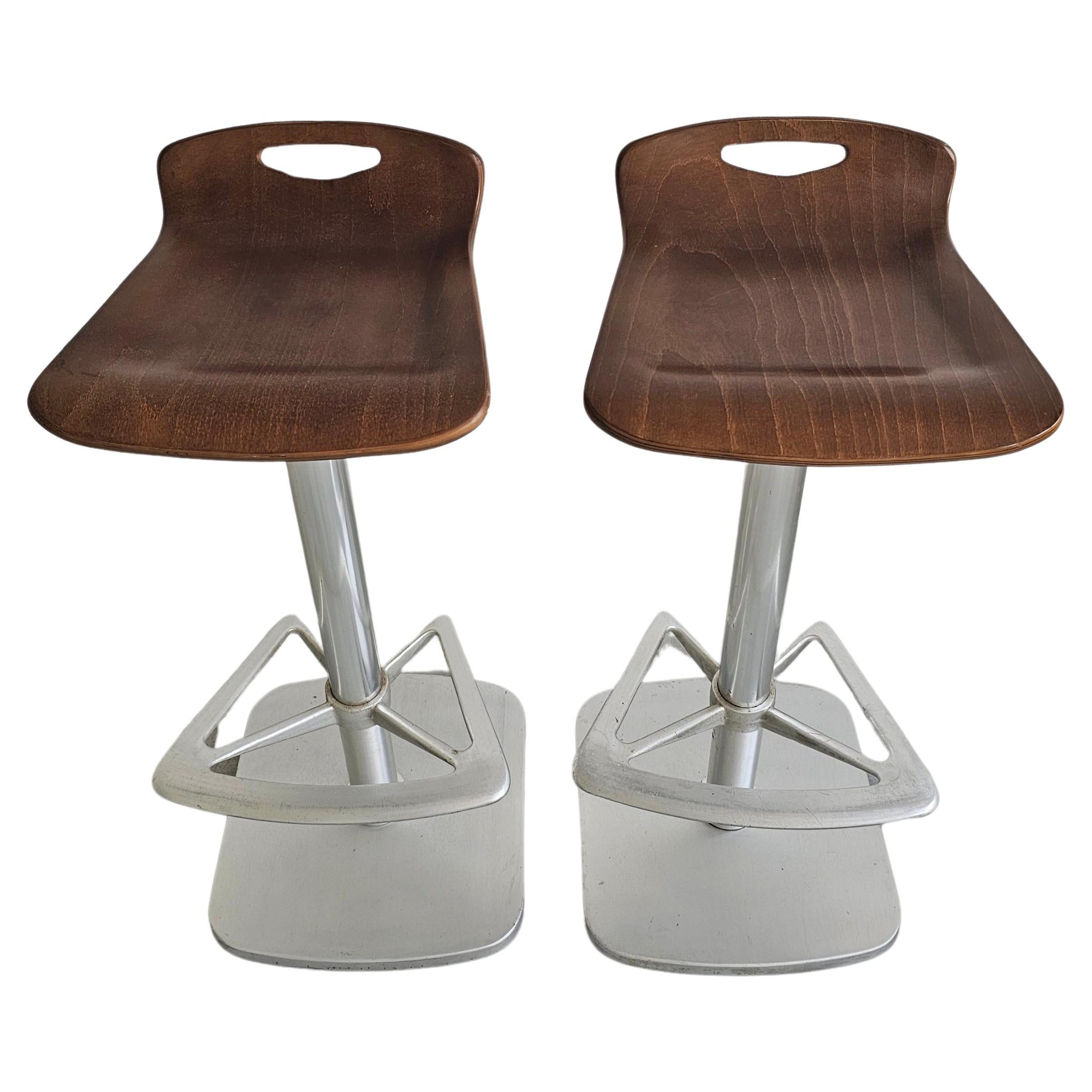 Pair of Postmodern Bar Stools by Indecasa designed by Joan Casas, Spain 1980s