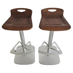 Retro Pair of Postmodern Bar Stools by Indecasa designed by Joan Casas, Spain 1980s