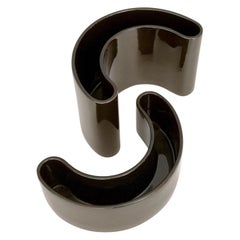 Pair of Postmodern Black Ceramic Pieces by Pino Spagnolo for Sicart, Italy