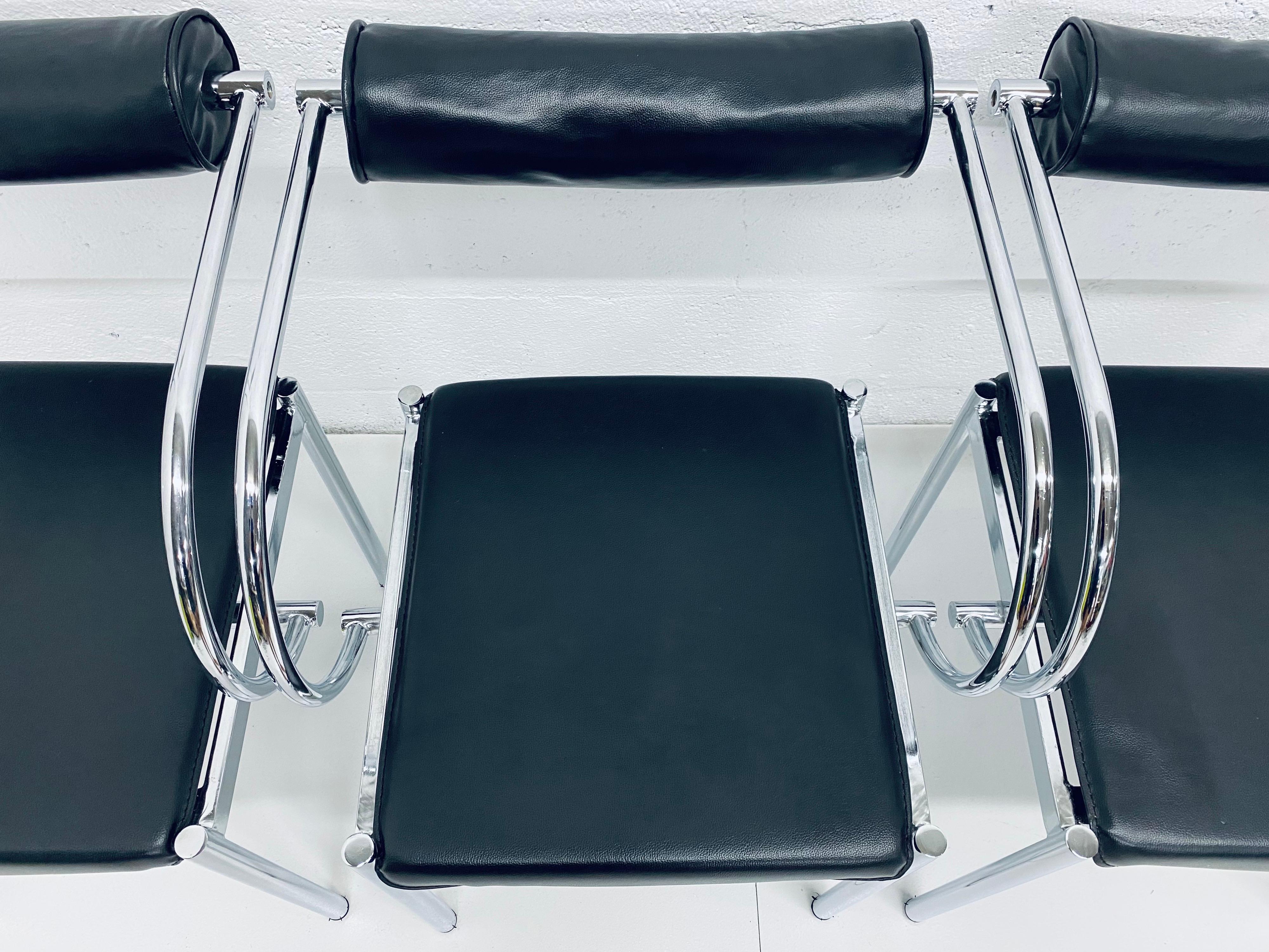 Unknown Pair of Postmodern Black Naugahyde and Chrome Dining Chairs