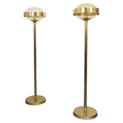 Pair of postmodern brass floor lamps by Kamenický Šenov / Preciosa, 1980s