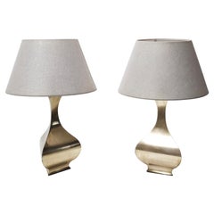 Pair of Postmodern Brass Table Lamps by Montagna Grillo and Tonello, Italy