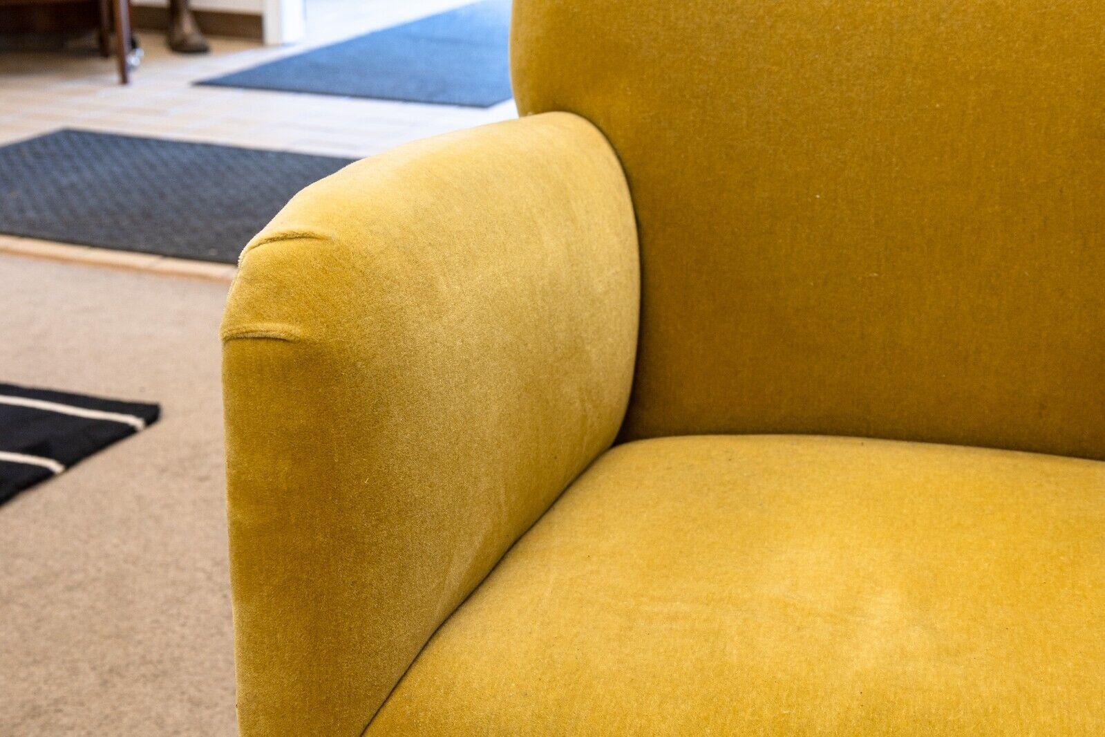 Fabric Pair of Postmodern Chartreuse Yellow Gold Armchairs For Sale