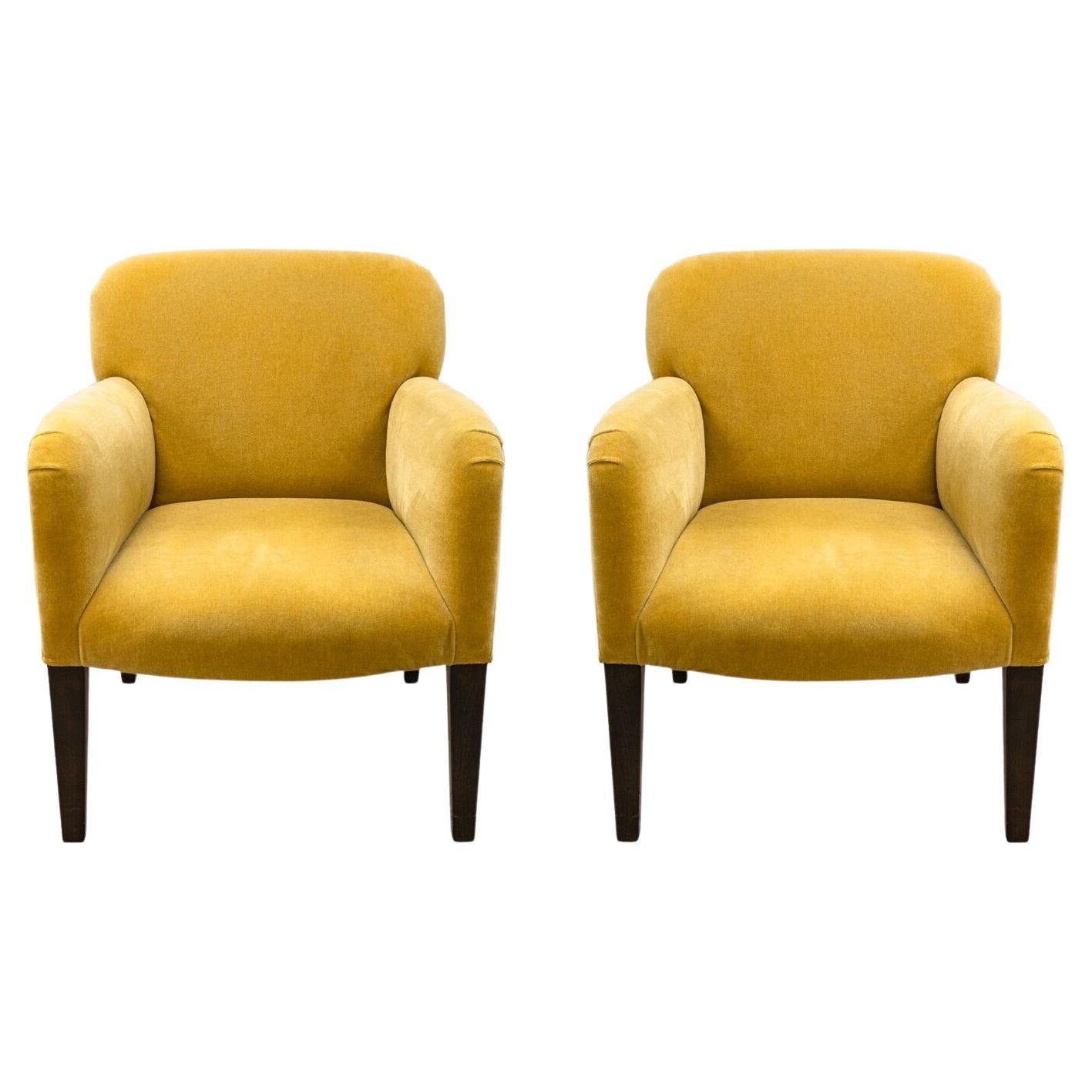 Pair of Postmodern Chartreuse Yellow Gold Armchairs