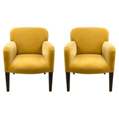 Paire de fauteuils postmodernes en or jaune chartreuse