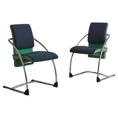 Pair of Postmodern Chrome Lounge Chairs by Narbur, Uk, 1990s