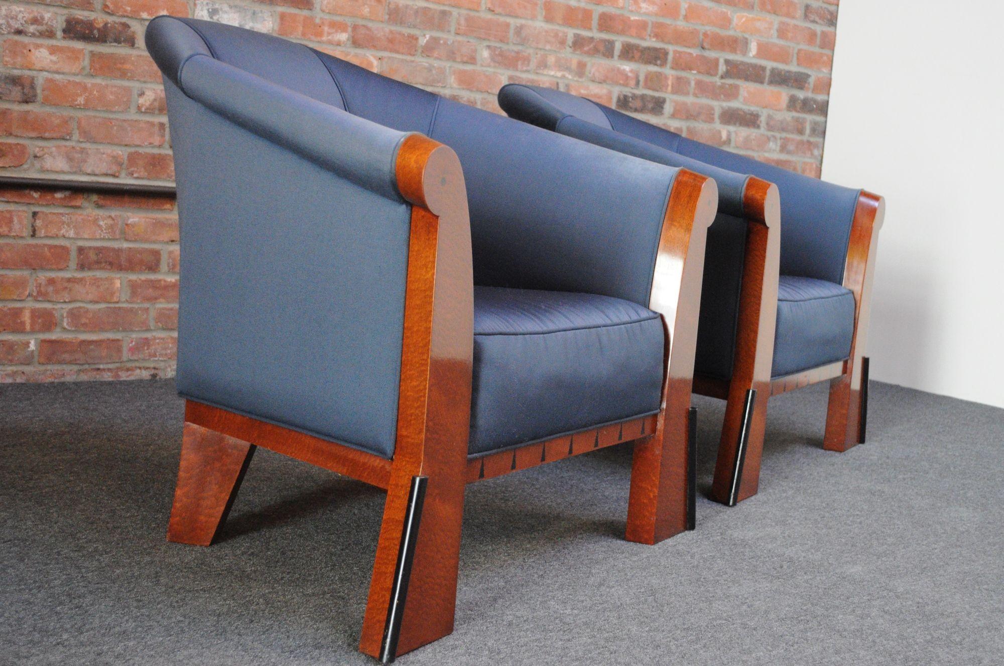 Pair of Postmodern Club Chairs in Stained Birdseye Maple by Michael Graves For Sale 7