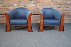 Pair of Postmodern Club Chairs in Stained Birdseye Maple by Michael Graves