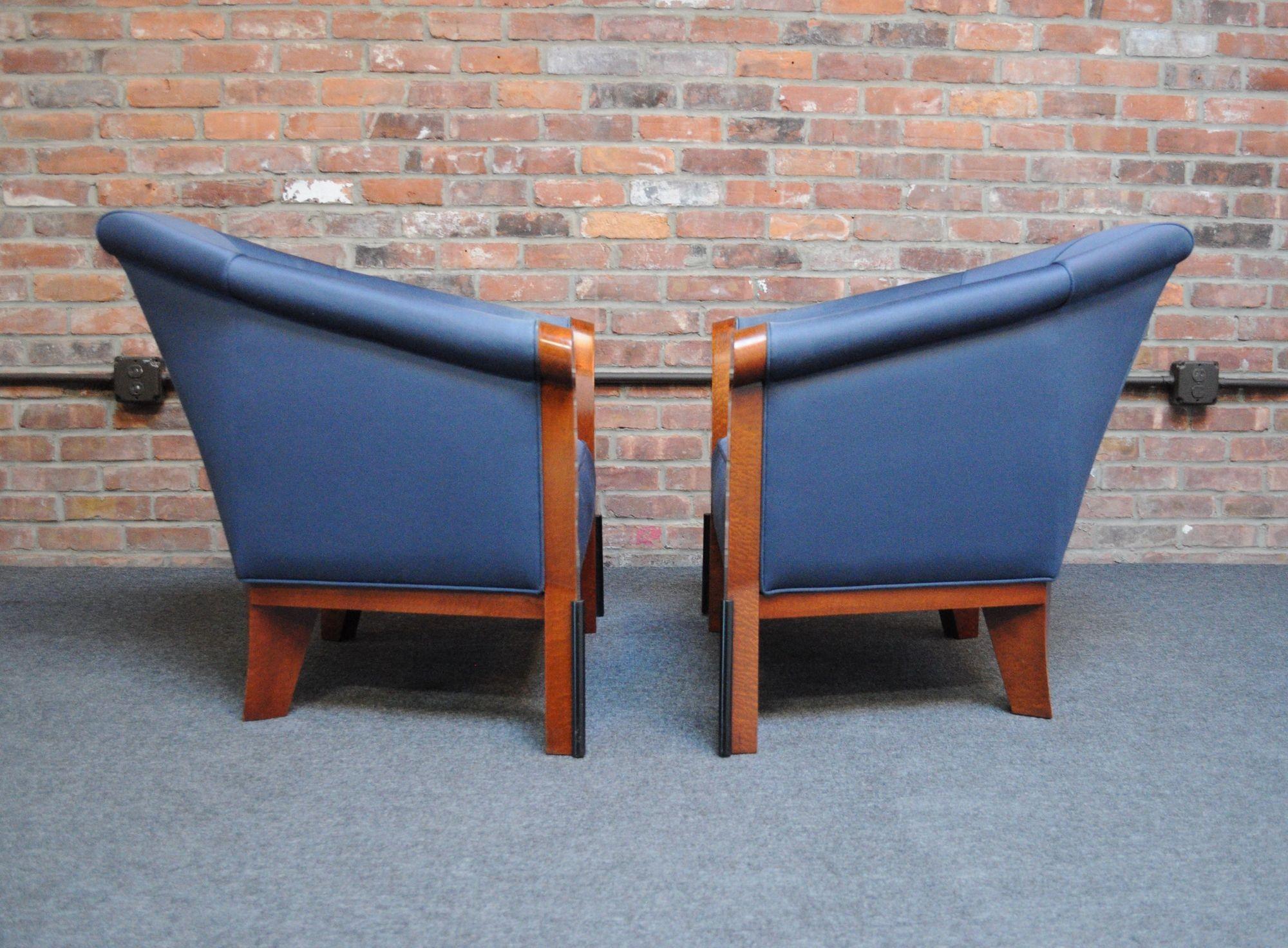 Post-Modern Pair of Postmodern Club Chairs in Stained Birdseye Maple by Michael Graves For Sale