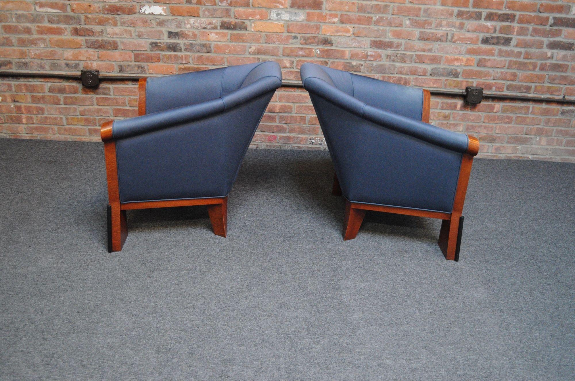 American Pair of Postmodern Club Chairs in Stained Birdseye Maple by Michael Graves For Sale