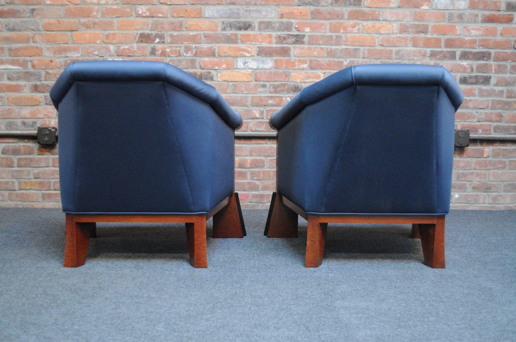 Pair of Postmodern Club Chairs in Stained Birdseye Maple by Michael Graves In Good Condition For Sale In Brooklyn, NY