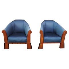 Pair of Postmodern Club Chairs in Stained Birdseye Maple by Michael Graves