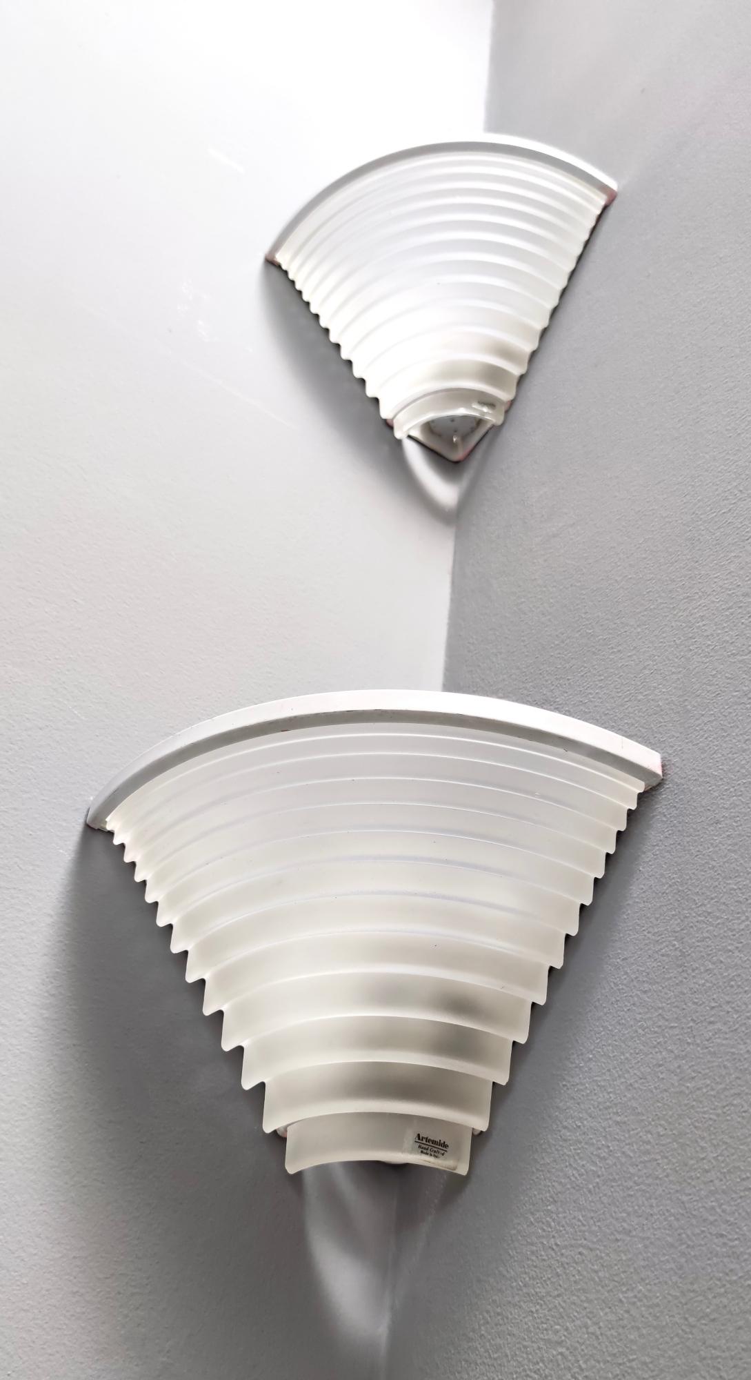 Italian Pair of Postmodern Egisto Corner Sconces by Angelo Mangiarotti for Artemide For Sale