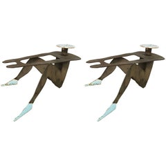 Pair of Postmodern Figurative Folk Art Sculpture Tables