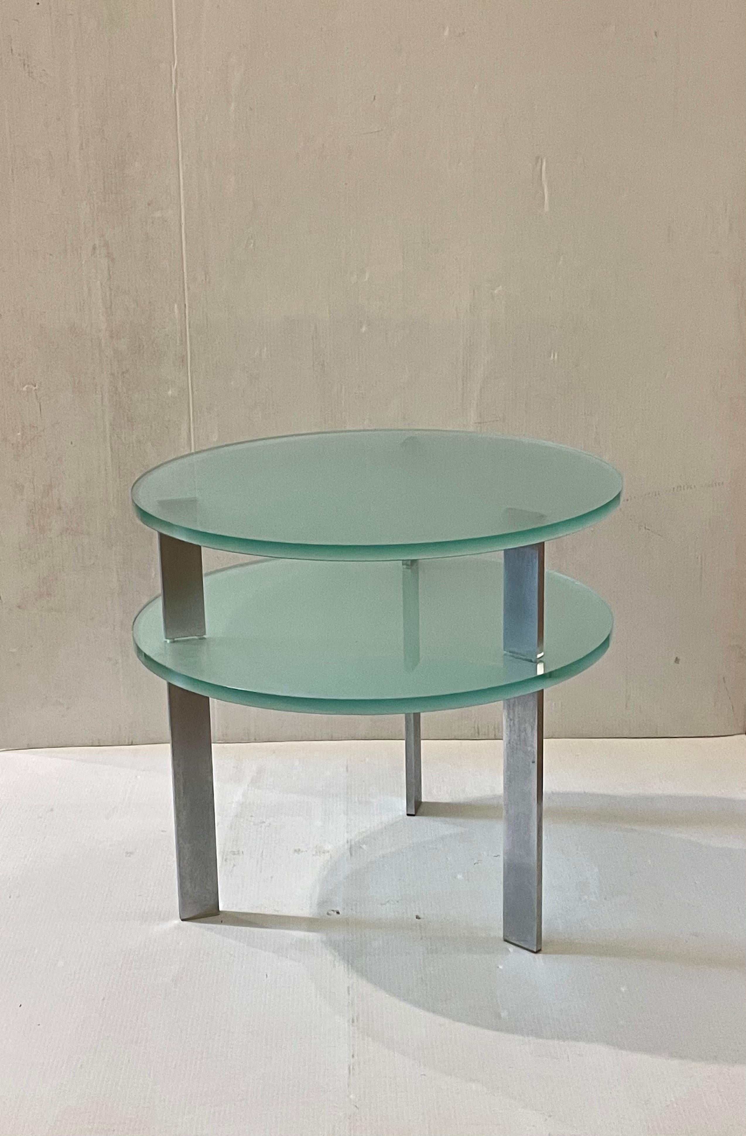 20th Century Pair of Postmodern Glass & Aluminum Legs Tables Designed by Peter Coan for Pace