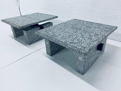 Pair of Postmodern Granite and Steel "Waiting" Side Tables by Tecno, Italy, 1982