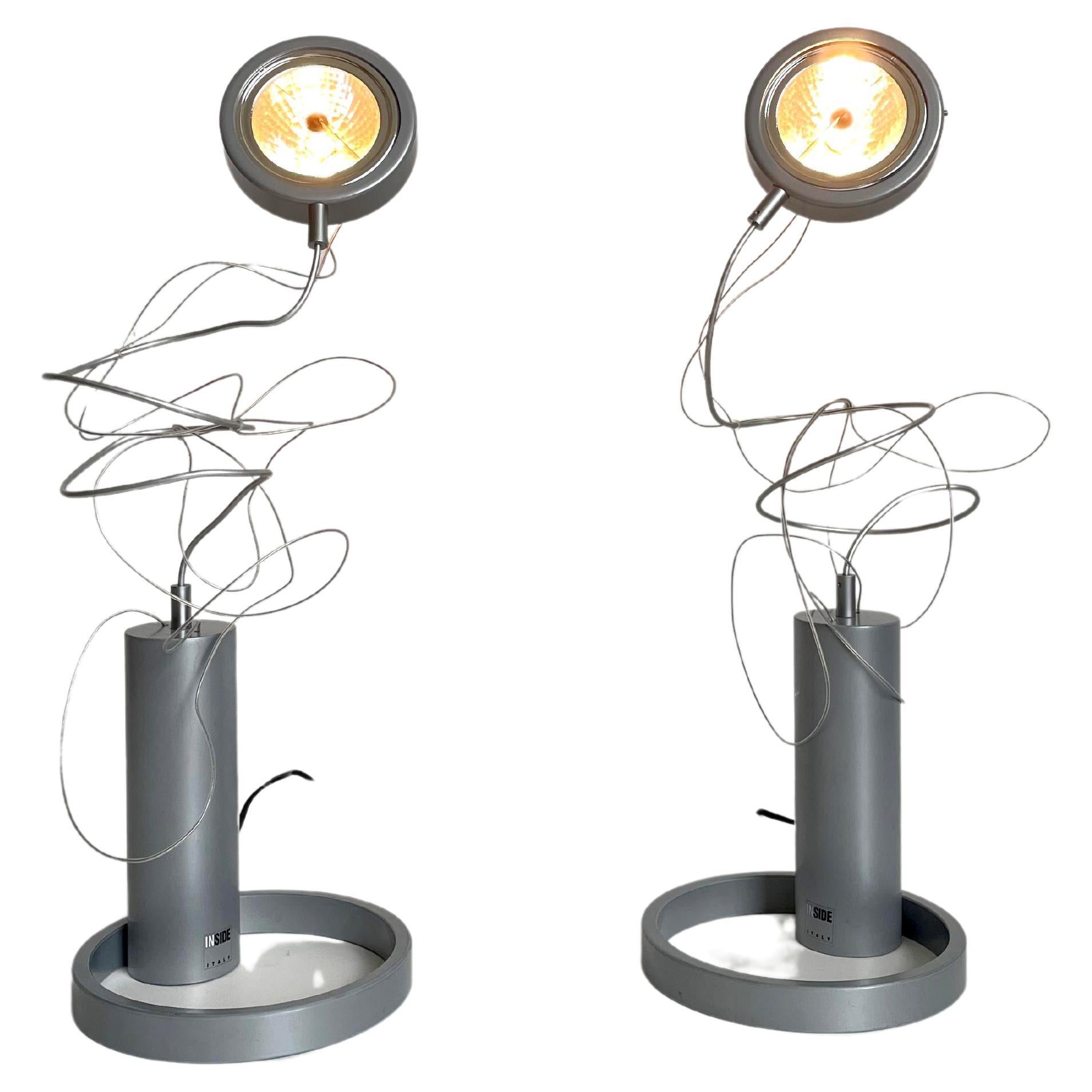 Pair of Postmodern Halogen Designer Table Lamps, Italy 1980's, 1990's