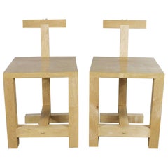 brice durbin Vintage Pair of Postmodern Handcrafted Maple Chairs Signed Brice B. Durbin 1996