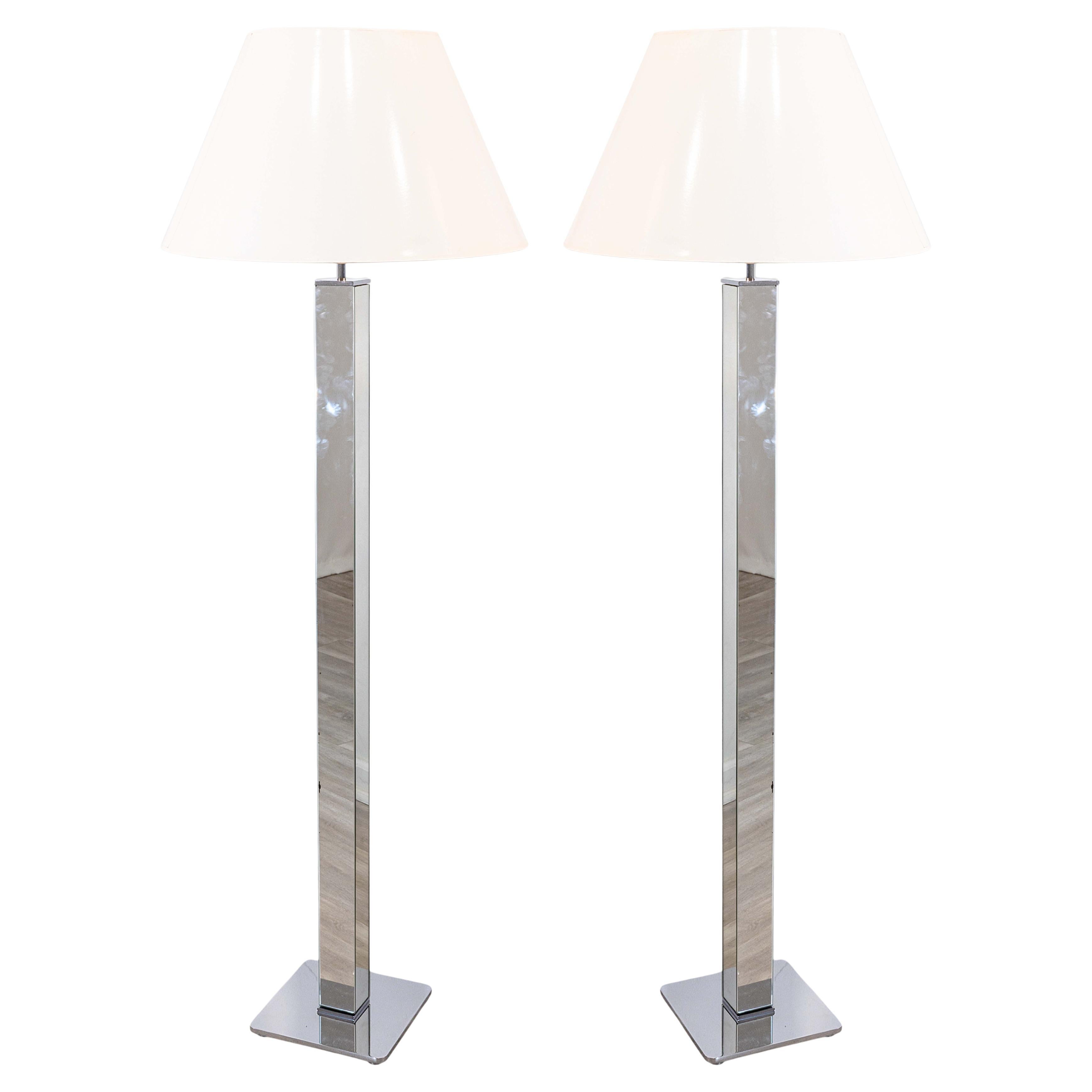 Verstellbare verspiegelte Sonneman-Stehlampen aus Chrom in postmoderner Höhe, Sonneman, Paar