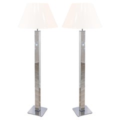 Verstellbare verspiegelte Sonneman-Stehlampen aus Chrom in postmoderner Höhe, Sonneman, Paar