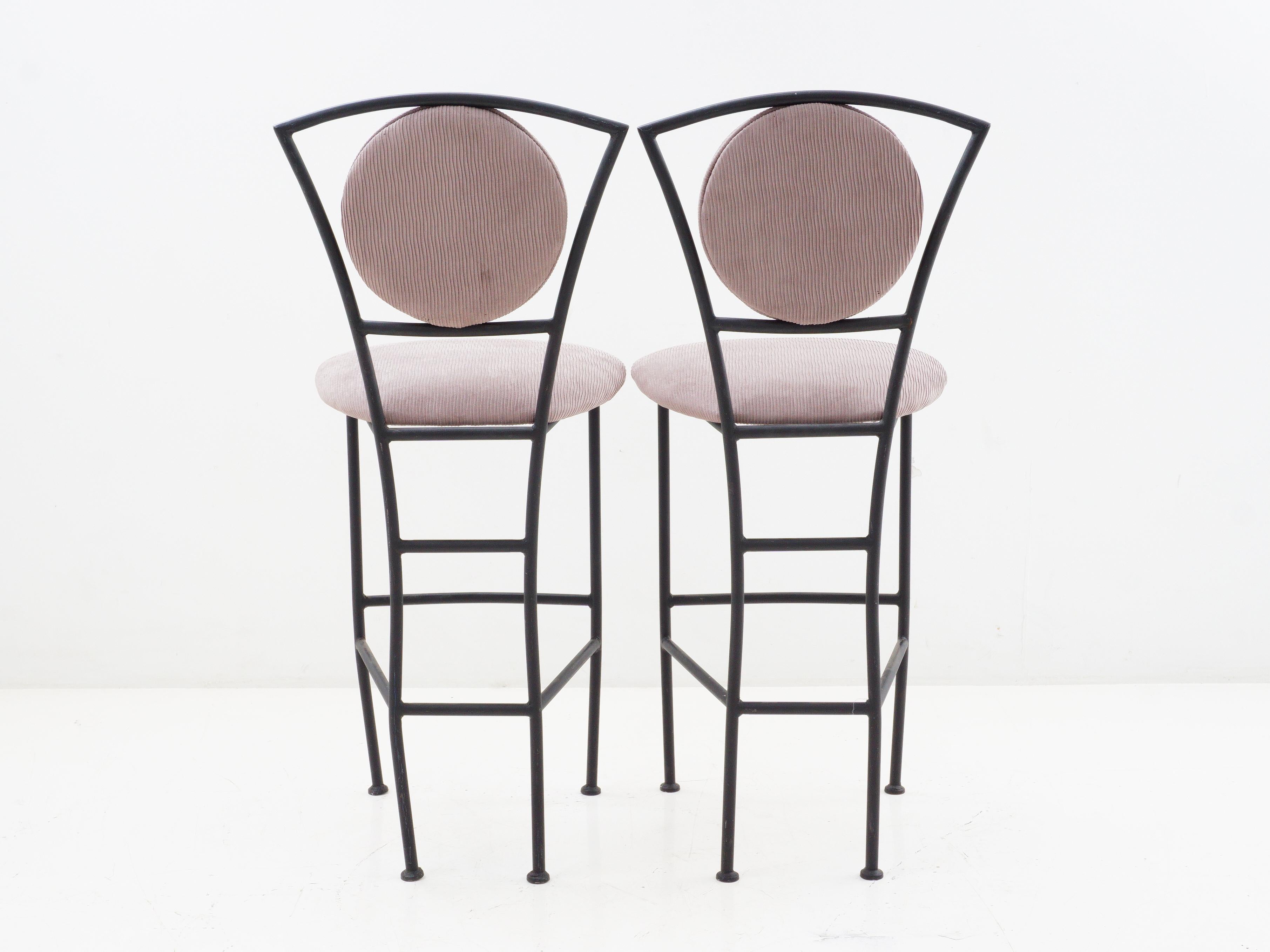 Post-Modern Pair of Postmodern Iron Barstools, 1990s For Sale