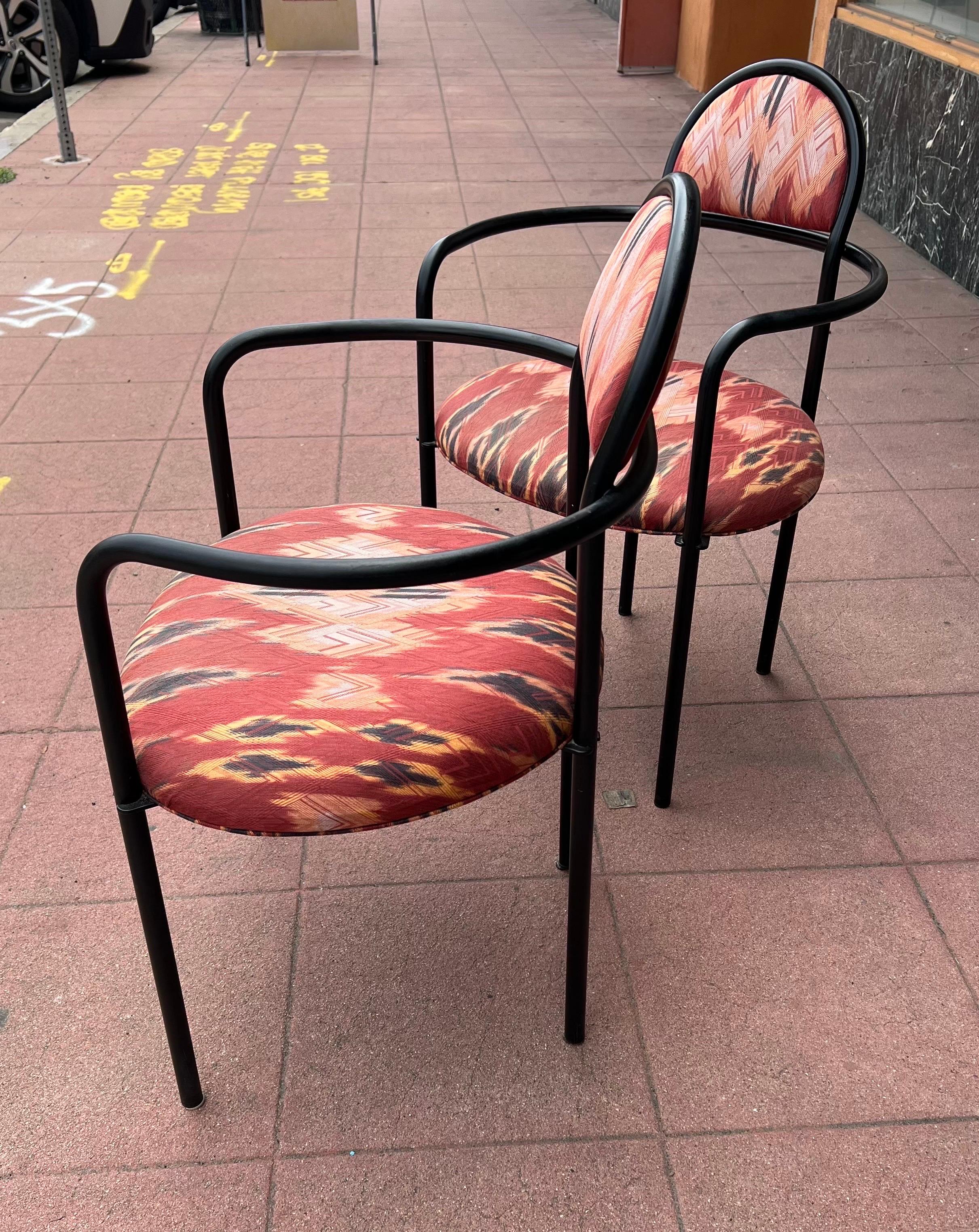 20th Century Pair of Postmodern Italian Armchairs with Donghia Fabric