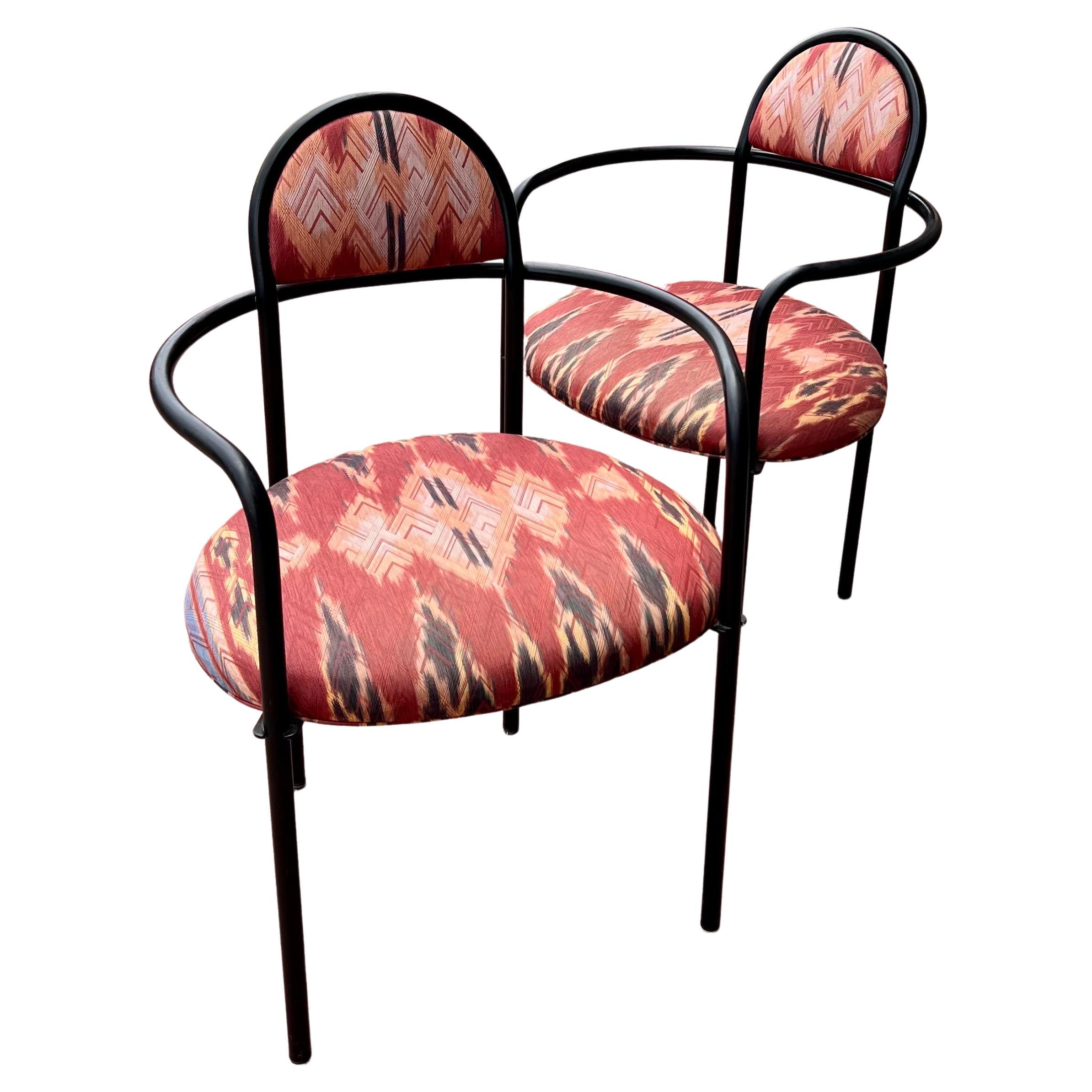 Pair of Postmodern Italian Armchairs with Donghia Fabric