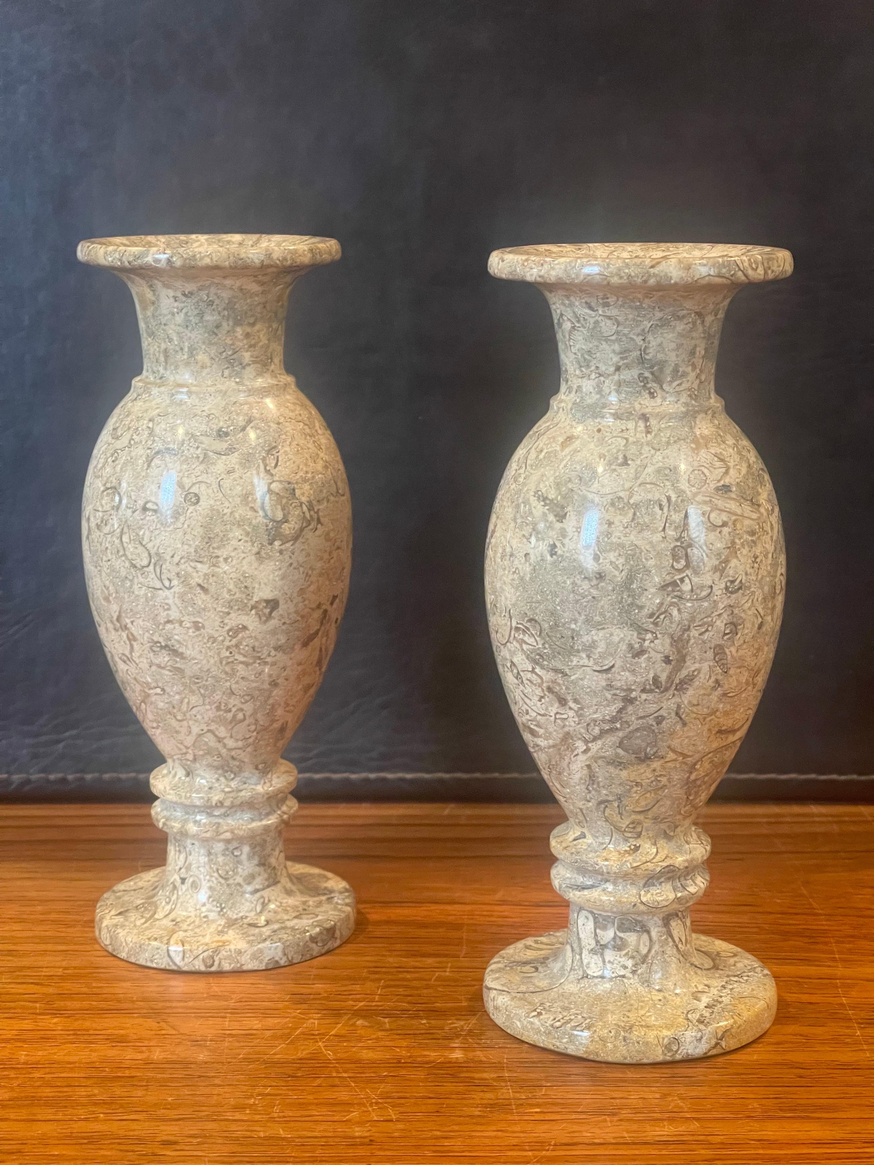 Pair of Postmodern Italian Marble Vases For Sale 8