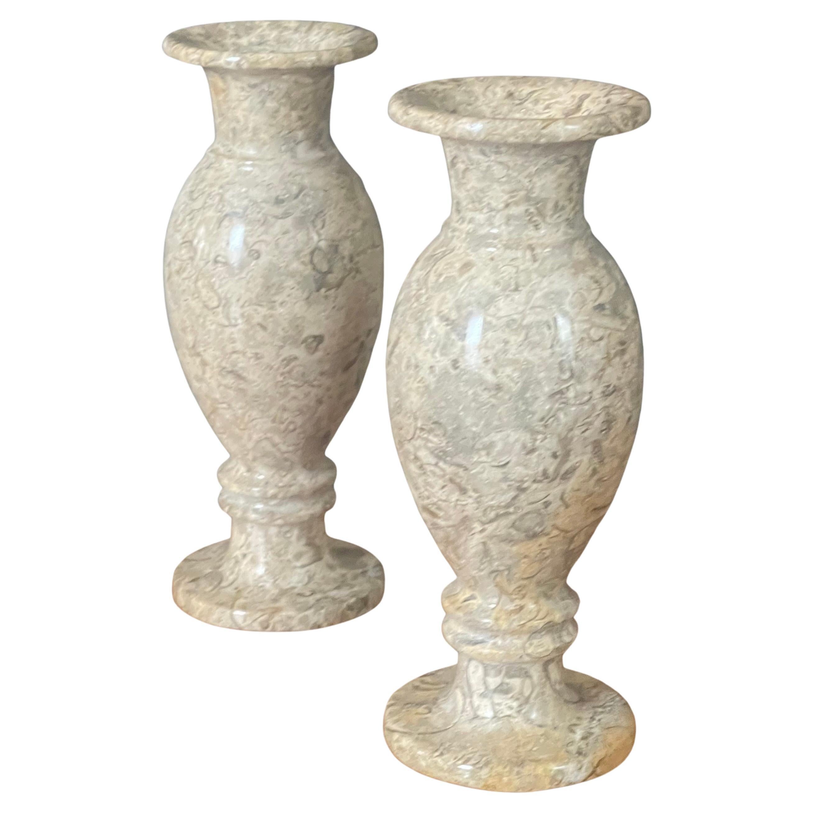 Pair of Postmodern Italian Marble Vases For Sale