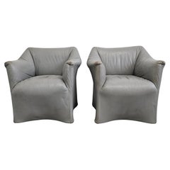 Pair of Postmodern Leather Armchairs "Tentazione" by Mario Bellini for Cassina