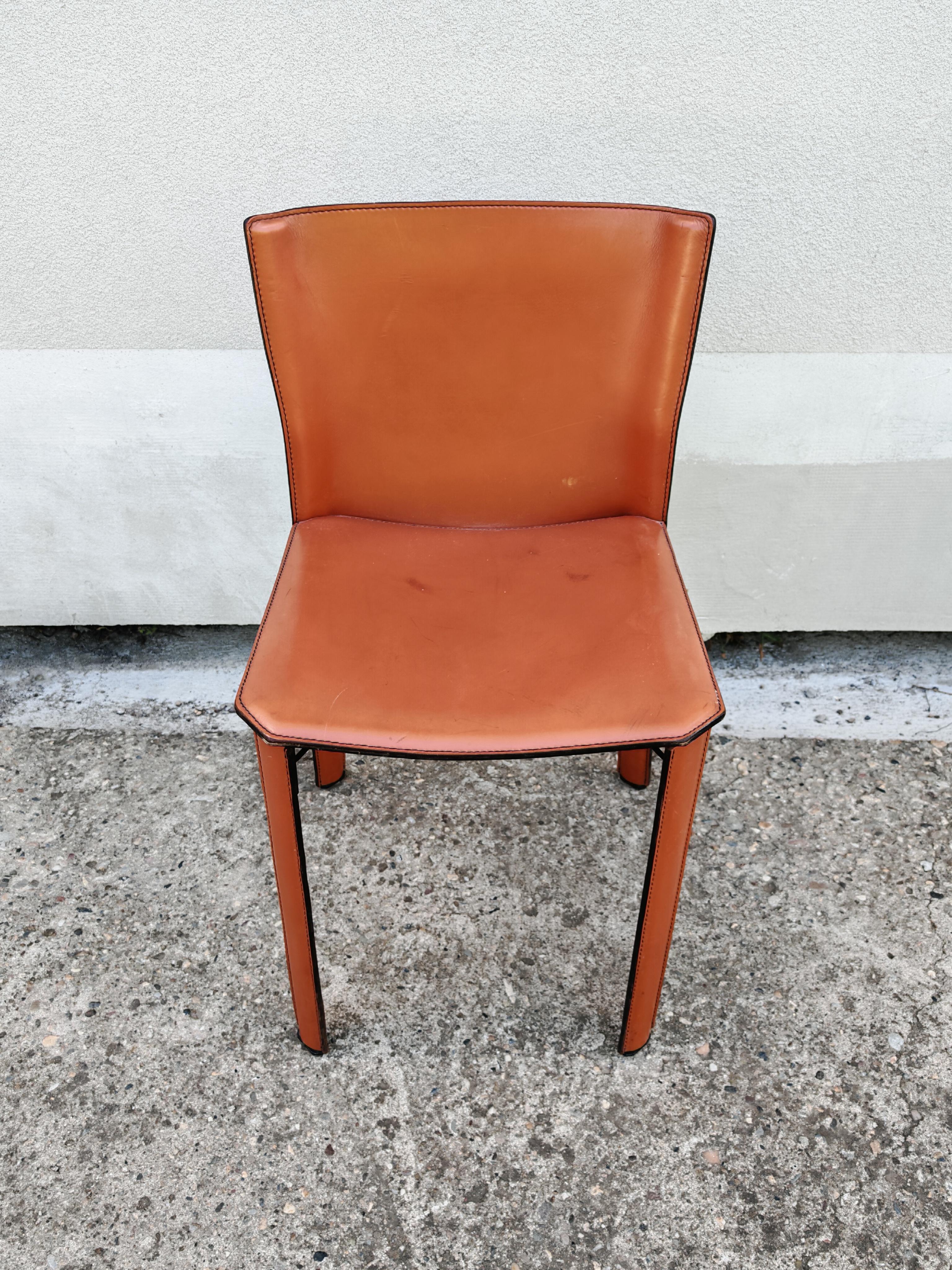 Ein Paar postmoderne Lederstühle von Giancarlo Vegni für Fasem, Italien 1984 im Zustand „Gut“ im Angebot in Beograd, RS