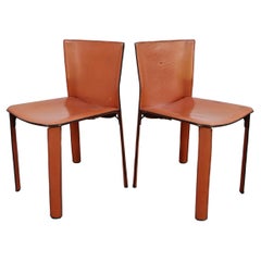 Pair of Postmodern Leather Chairs by Giancarlo Vegni for Fasem, Italy 1984