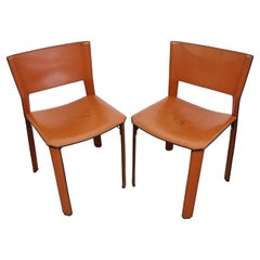 Pair of Postmodern Leather Chairs S-91 by Giancarlo Vegni for Fasem, Italy 1984