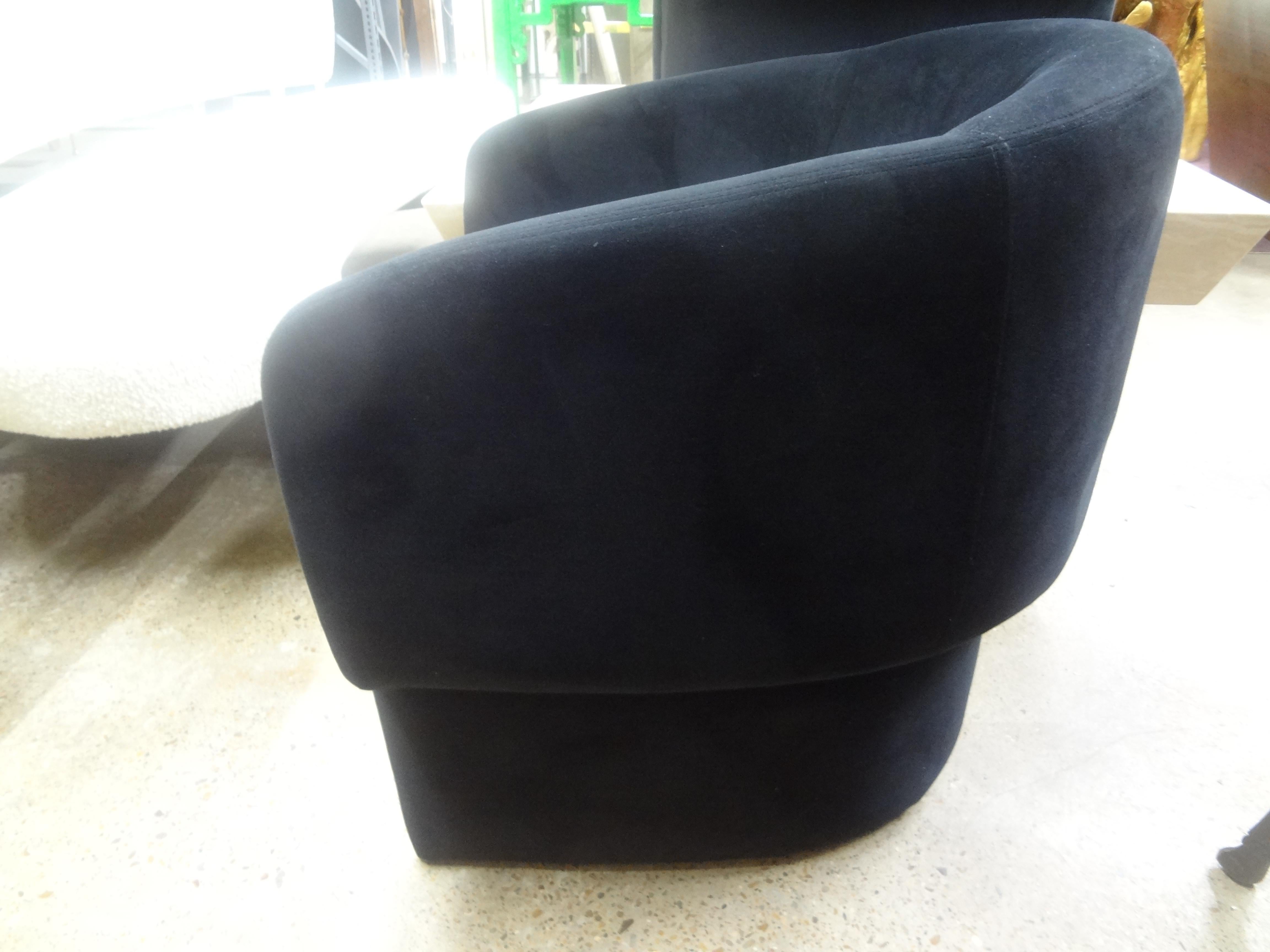 Pair Of Milo Baughman Inspired Postmodern Lounge Chairs On Plinths For Sale 1