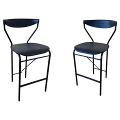 Vintage Pair of Postmodern Memphis Era Italian Bar Counter Stools