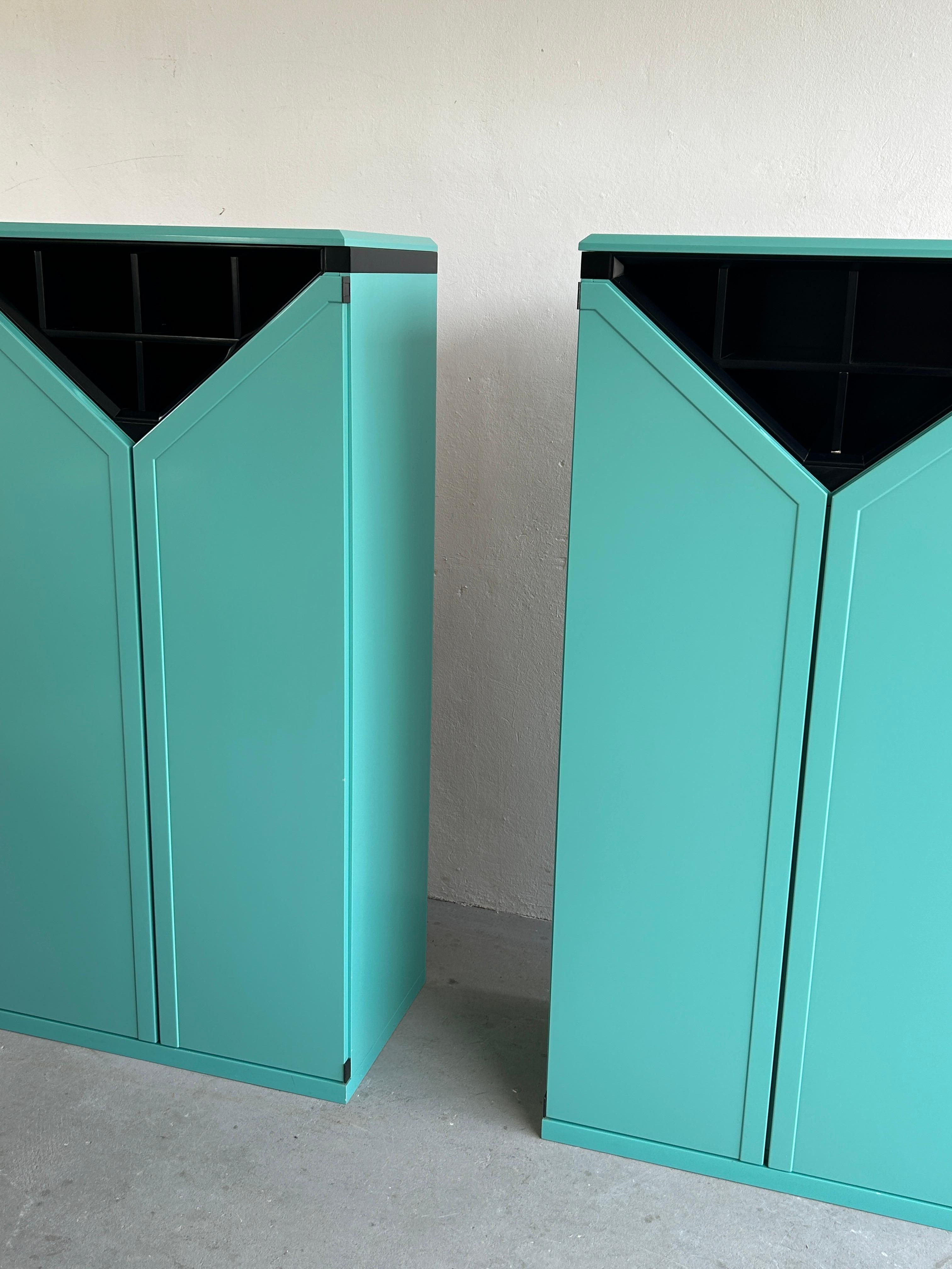 Austrian Pair of Postmodern Memphis Style Bar Cabinets by Kapo Möbelwerkstätte, 1980s For Sale