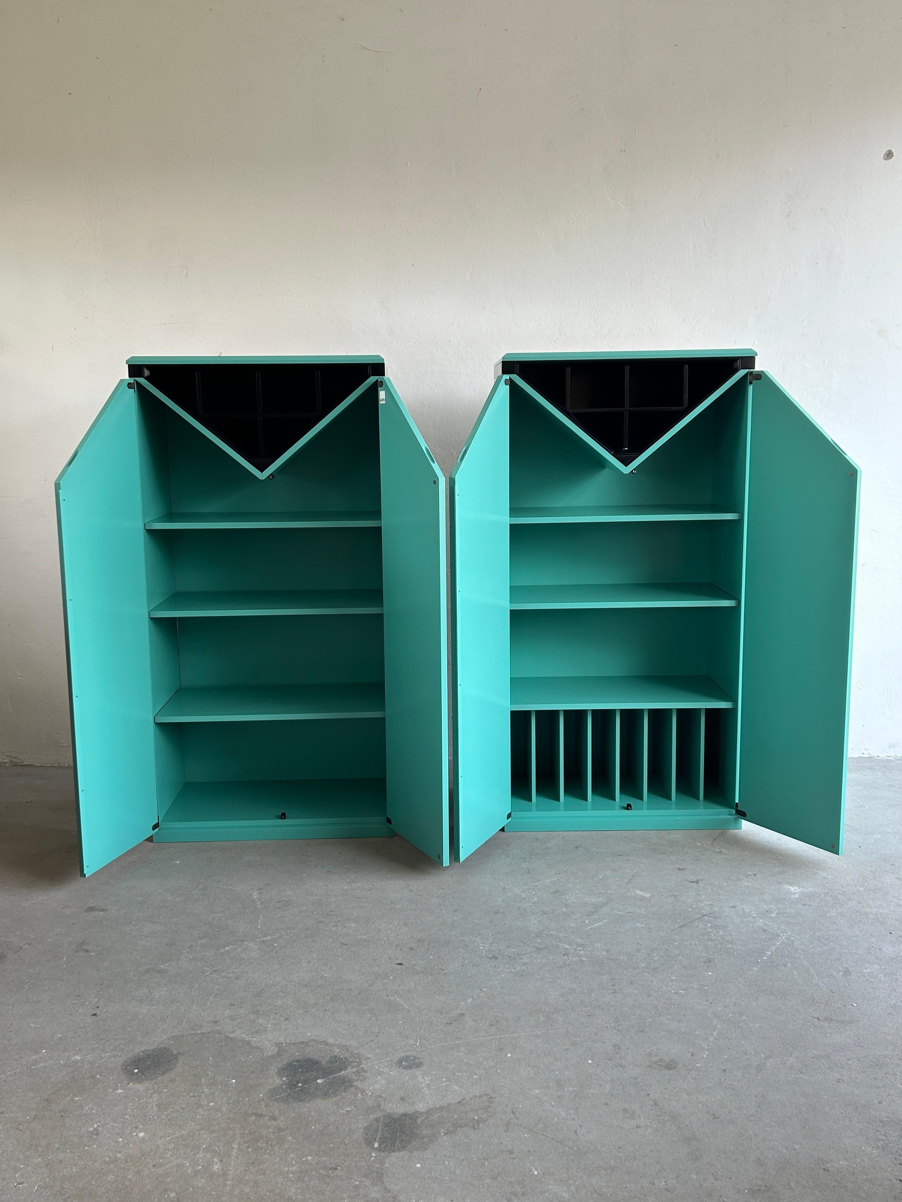 Metal Pair of Postmodern Memphis Style Bar Cabinets by Kapo Möbelwerkstätte, 1980s For Sale