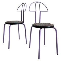 Pair of Postmodern Memphis Style Italian Bistro Chairs, 1980s 