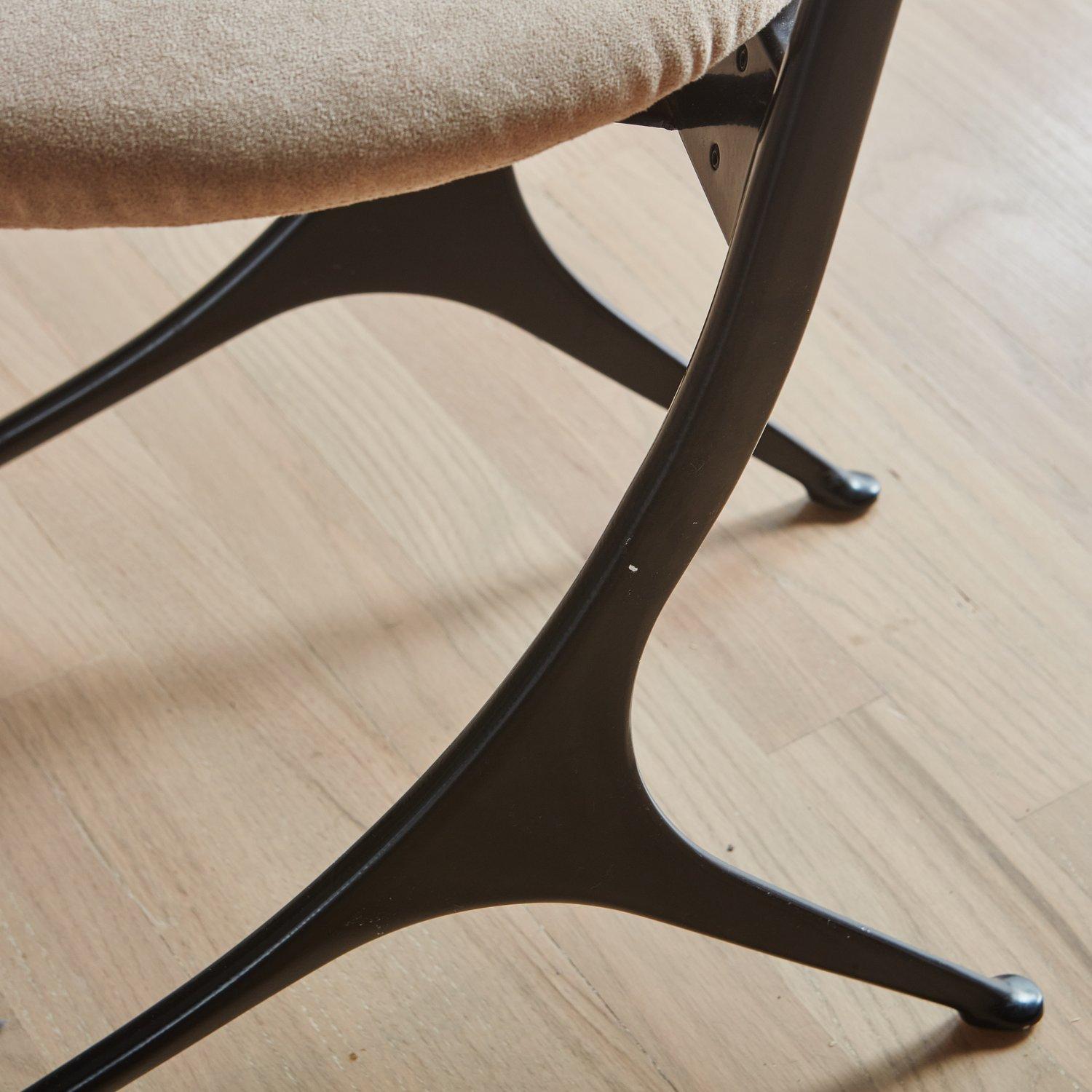 Pair of Postmodern Metal Dining Chairs in Taupe Suede by Zanotta, Italy 1980s 2